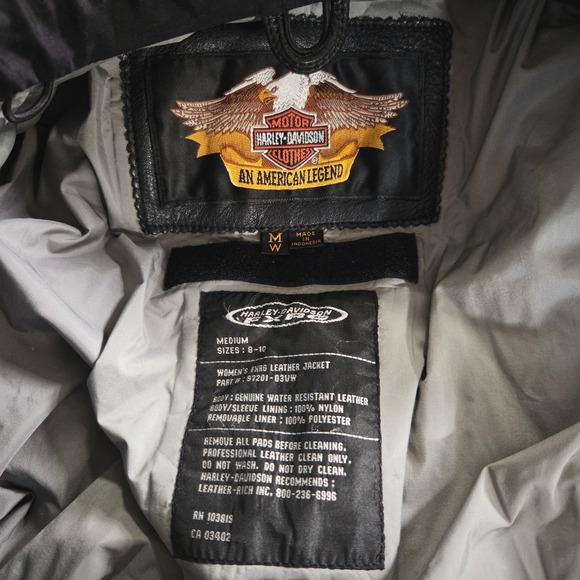 Vintage Y2K Harley Davidson Womens Leather Motorcycle Jacket Armor Biker Black - Picture 5 of 8